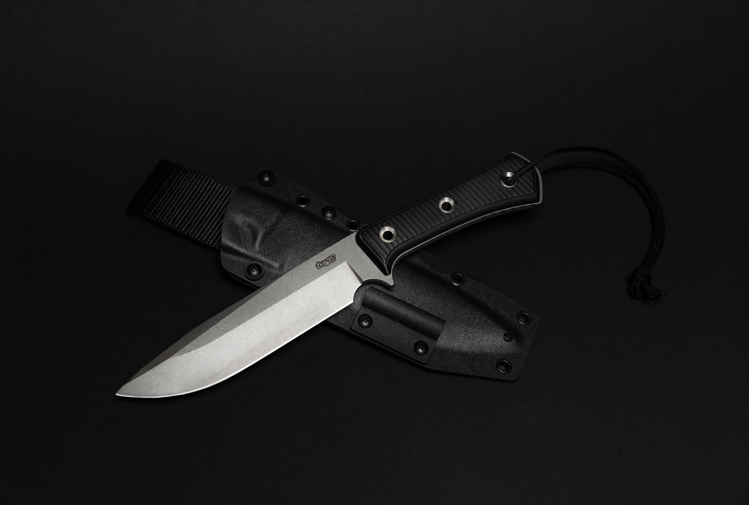 TRC knife detail view 2 showing blade detail and steel finish