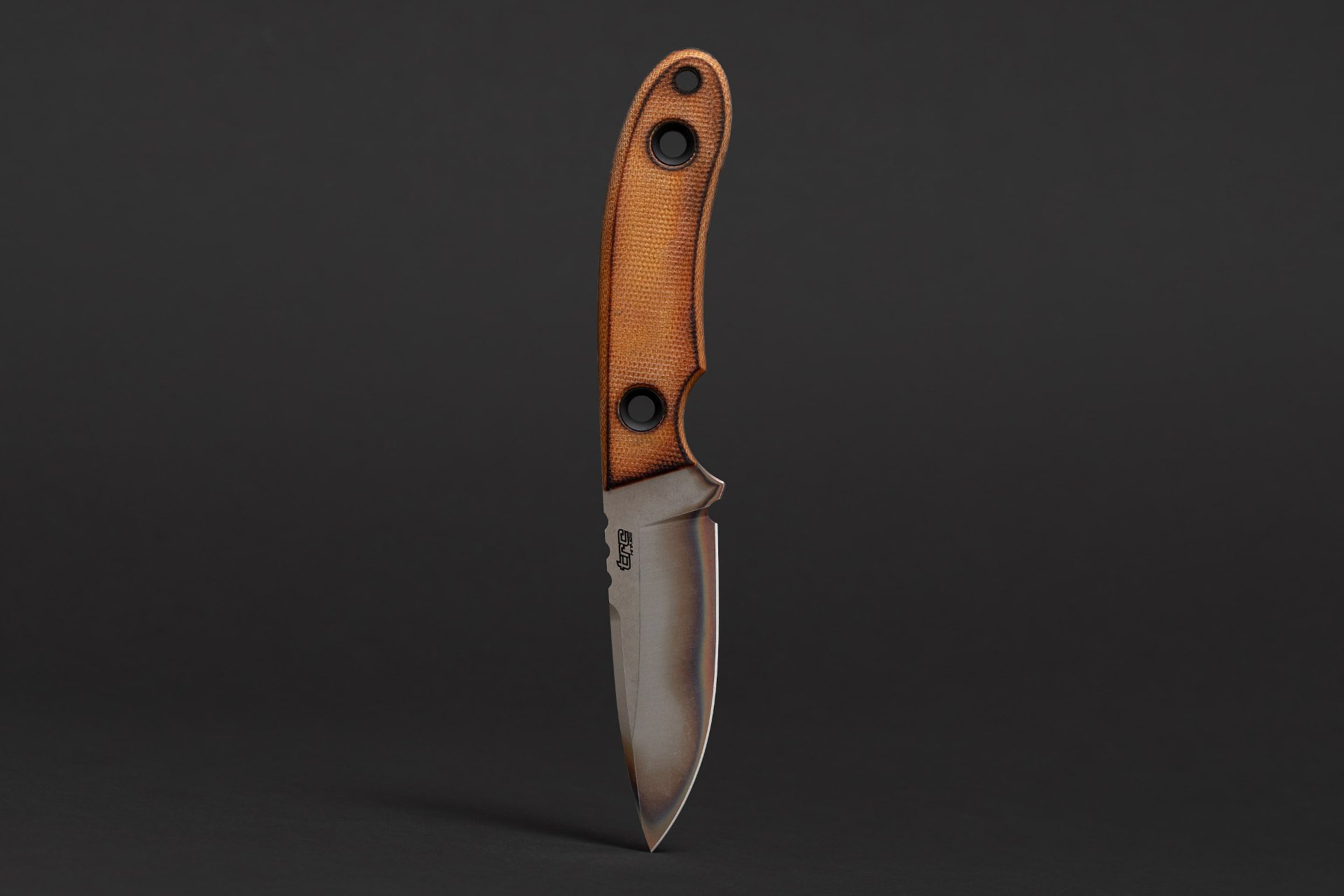 KOSMOS Post Apocalyptic - RWL-34 steel blade with Torched Natural Canvas Micarta handle, 85mm blade length