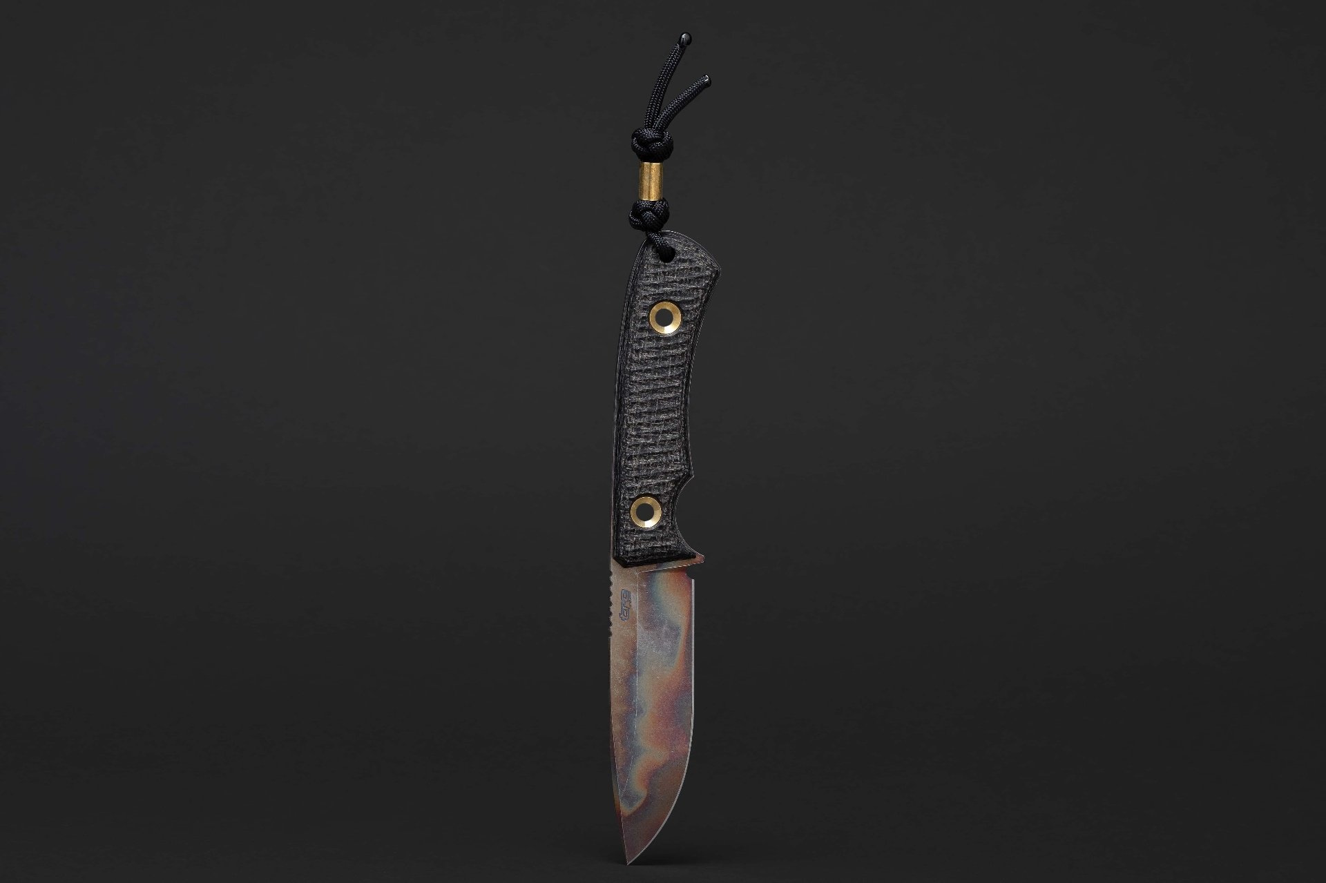 POLHEIM Post Apocalyptic - MagnaCut steel blade with Black Burlap Micarta handle, 100mm blade length