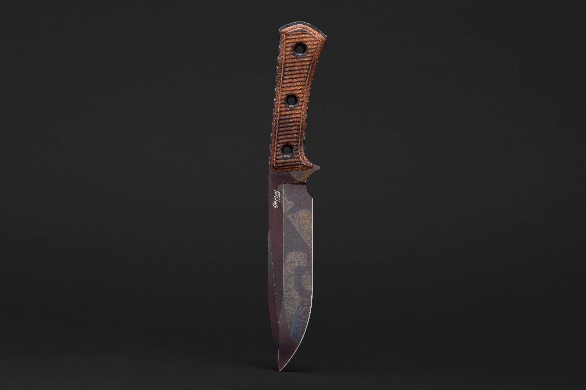 APOCALYPSE POST APOCALYPTIC - Elmax steel blade with Torched Natural Canvas Micarta handle, 172mm blade length